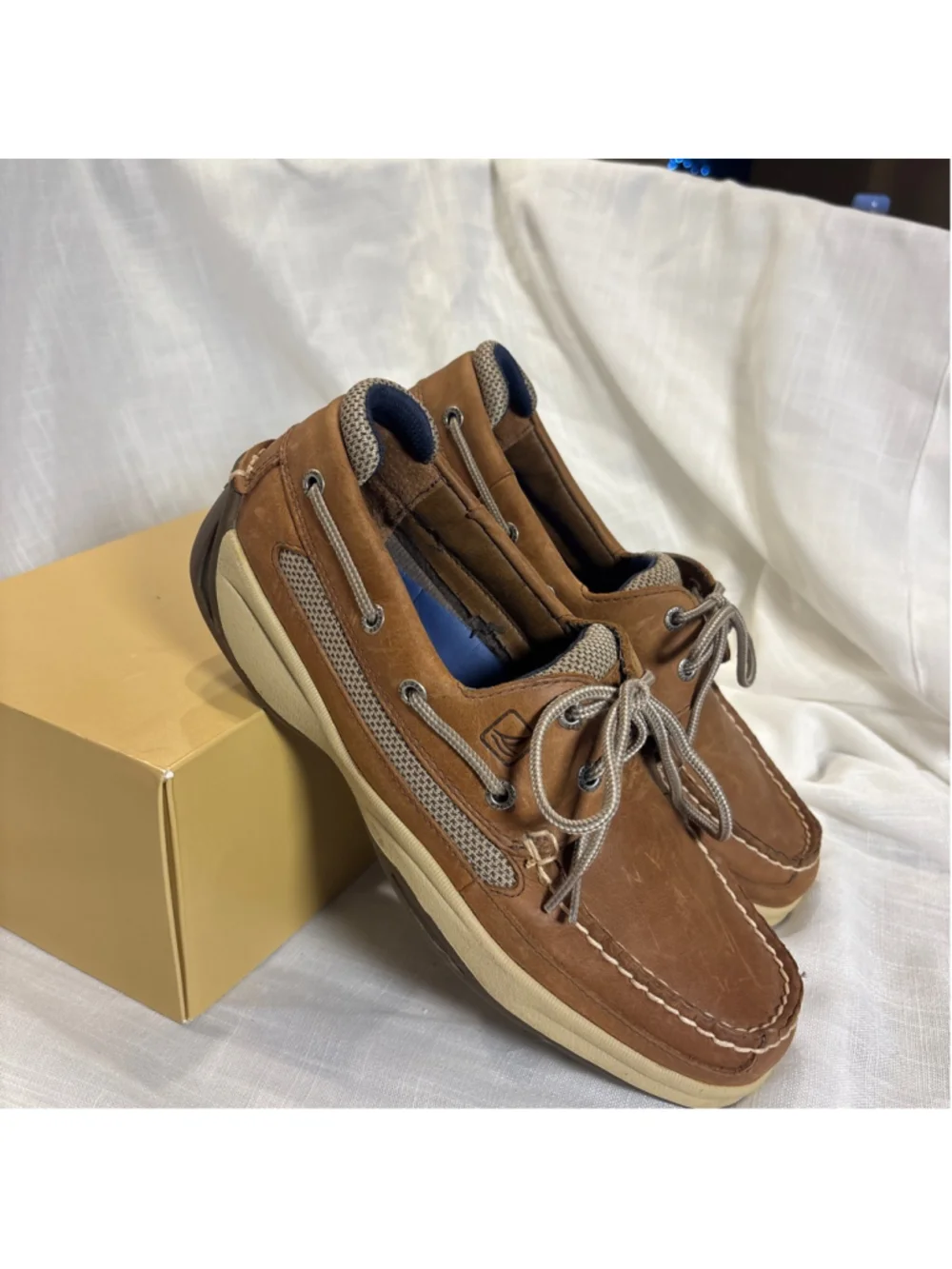 Sperry Lanyard CB Boat Shoe Tan Leather sz 8.5
